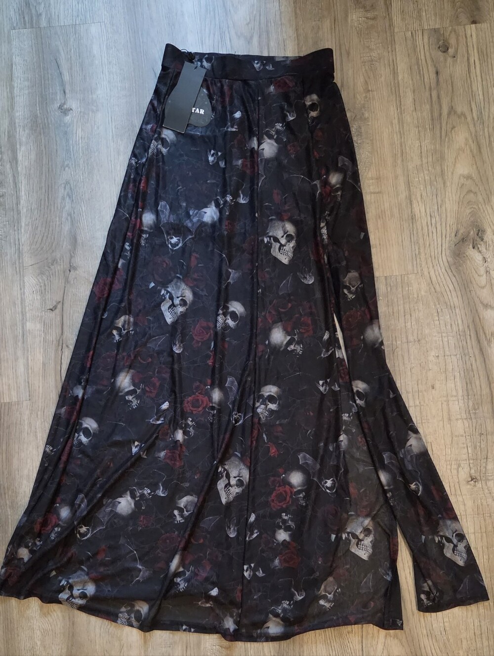 NWT Killstar Kleodora Gothic Black Sheer Skull & Rose Maxi Skirt, XS - Picture 4 of 15